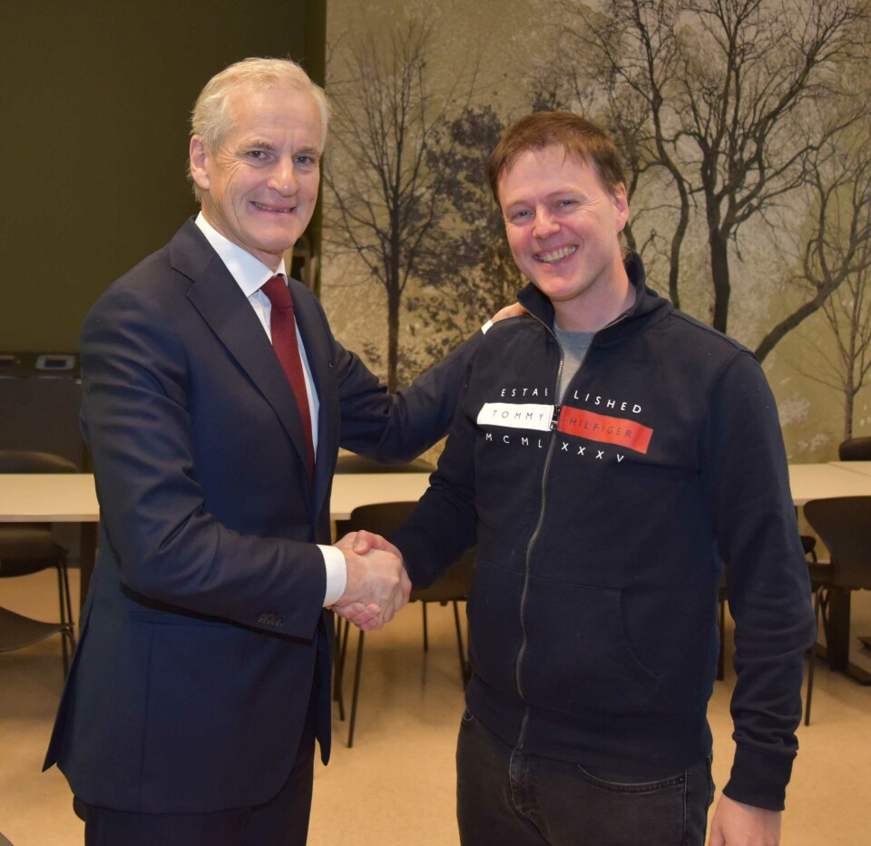 Statsminister Jonas Gahr Støre og redaktør John Berge.