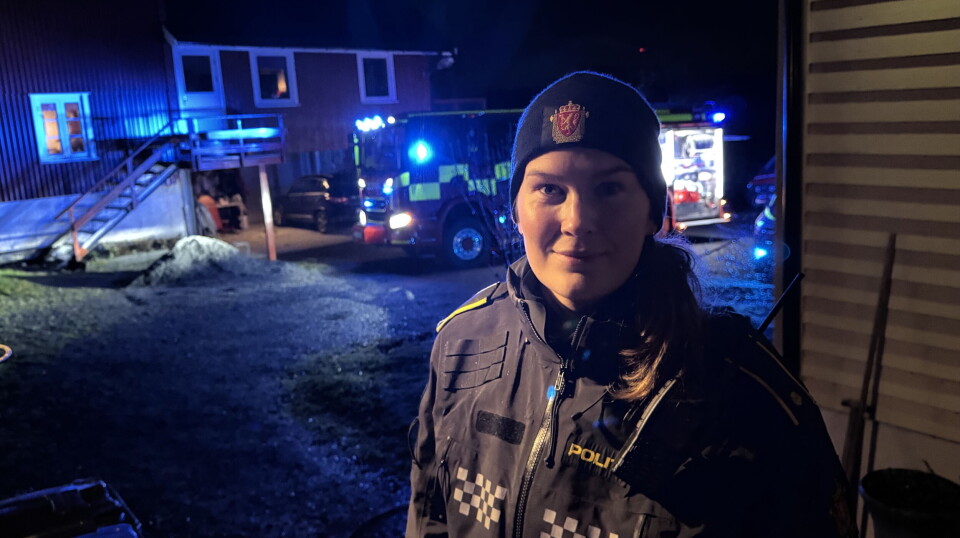 Førstebetjent Malin Andersen har ansvaret på brannstedet.