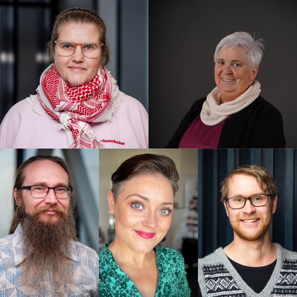 Styret i Rødt Kristiansund: Øverst fra venstre: Anne Berit Røbech Heggem og Elisabeth Kristiansen. Nederst fra venstre: Sigve Torland, Ingvild Dyrnes Storeng, Mattis Himo.