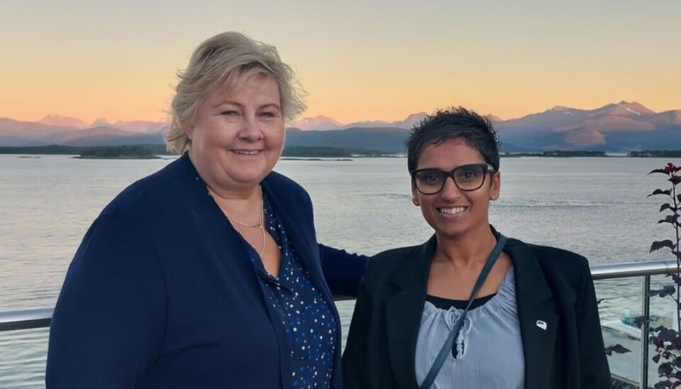 Erna Solberg og Ingrid Kruse Fevåg. Bilde er tatt ved en annen anledning.