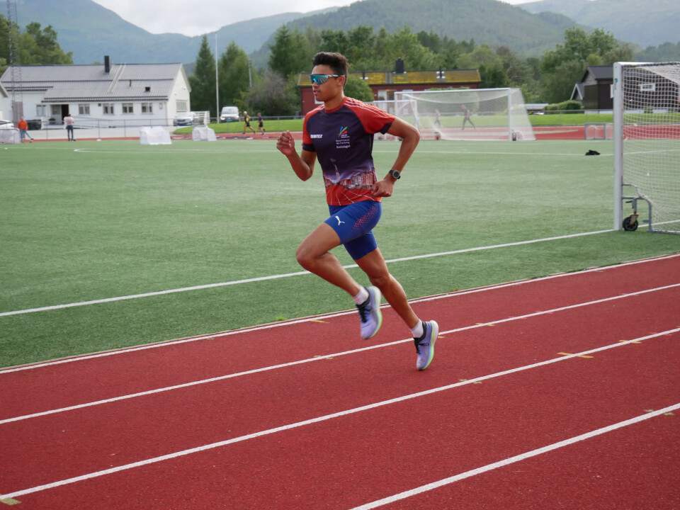 Kristoffer Sagli under en trening.