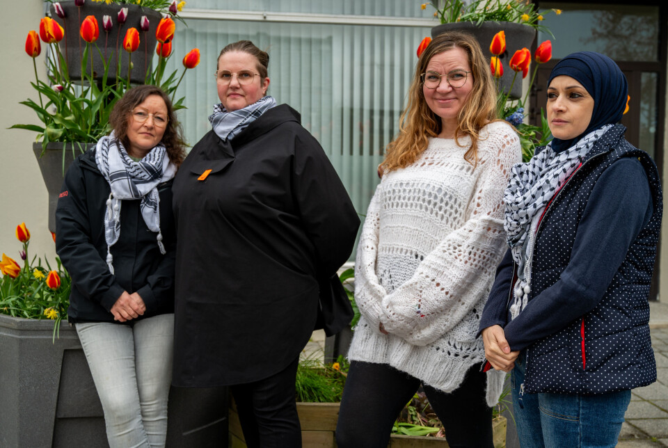 Palestinakomiteen Nordmøre fra venstre: Ann-Christin Mork (styreleder), Anne-Berit Røbech Heggem (styremedlem), Veronica Dalsve Berg (styremedlem) og Marwa Amouri (styremedlem).