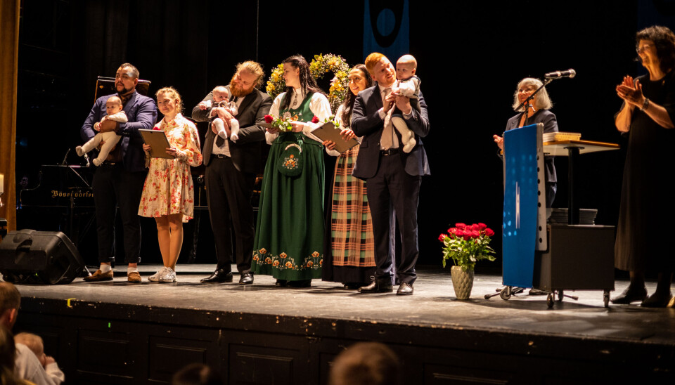Fra venstre: 1. Amund Fagereng Heldal med foreldrene Malin Therese Fagereng og Ole Martin Heldal. 2. Oliver Jenssen Gjersvold med foreldrene Stine Hammerø Jenssen og Sivert Jørgensen Gjersvold. 3. Vetle Næss Haugen med foreldrene Amanda Kristin Næss og Hallgeir Haugen.
