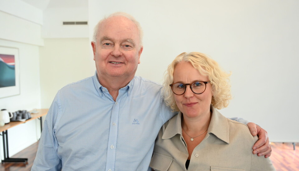 Øyvind Hoem (t.v) ble enstemmig gjenvalgt som leder av Kvernberget Vekst på generalforsamlingen 14. mai. Her sammen med nestleder Erika Indregaard.