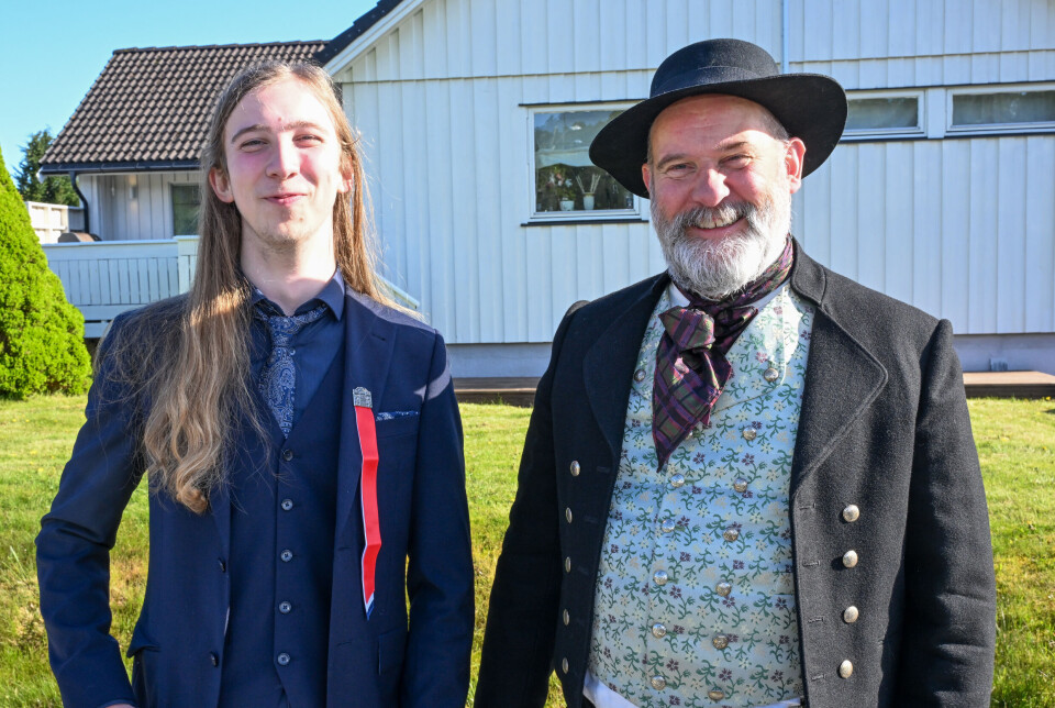Sønn og far spiller begge i Frei skolekorps: Magnus og Morten Lystad.