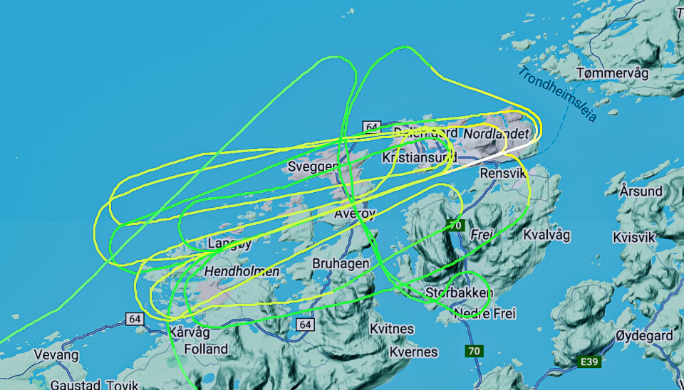 Sirkulerer over Kristiansund.