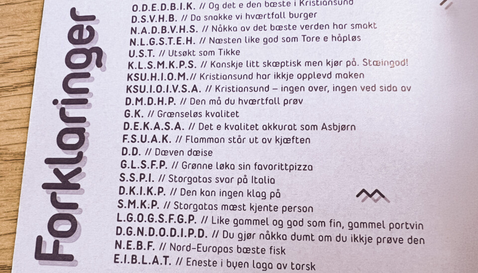 Morsom detalj med forkortelsene