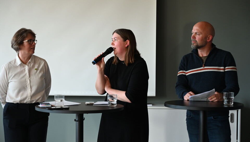 Debatt i Petropolen, fra venstre: Gro Santi Johansen (MDG), Statssekretær Astrid Hoem (AP) og Frode Sandøy (FrP).