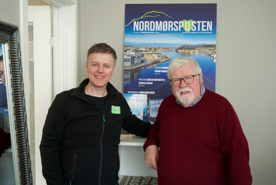 Per Helge Pedersen t.h. sammen med redaktør John Berge.