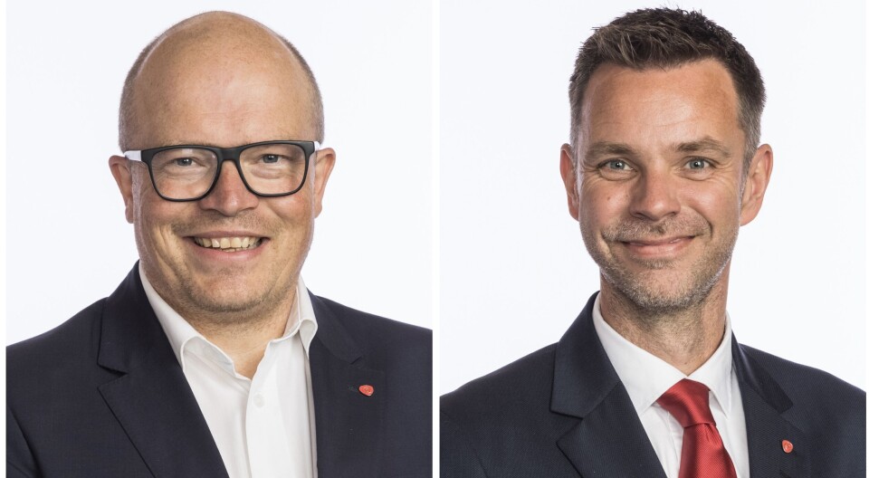 Fra venstre: Per Vidar Kjølmoen, arbeidspolitisk talsperson for Arbeiderpartiet og Truls Vasvik, helsepolitisk talsperson for Arbeiderpartiet.