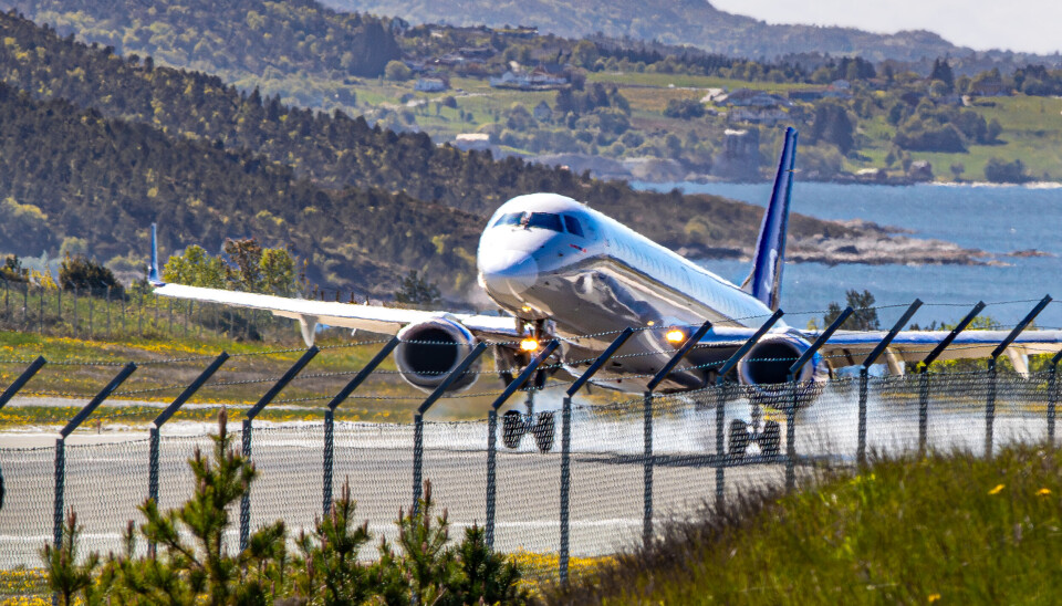 SAS-flyet fra Gardemoen lander på Kvernberget lufthavn.