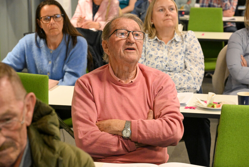 Styreleder Aage Storvik fra Fiskergata 14 borettslag under generalforsamlingen i Kristiansund boligbyggelag (KBBL) tirsdag 10. juni.