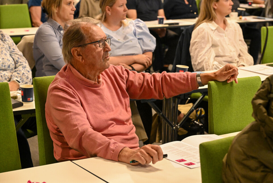 Styreleder Aage Storvik fra Fiskergata 14 borettslag under generalforsamlingen i Kristiansund boligbyggelag (KBBL) tirsdag 10. juni.
