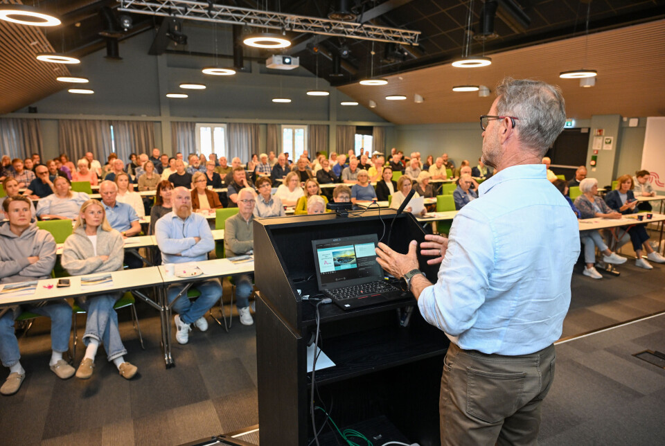 Styreleder Odd Tore Finnøy under generalforsamlingen i Kristiansund boligbyggelag (KBBL), tirsdag 10. juni 2025.