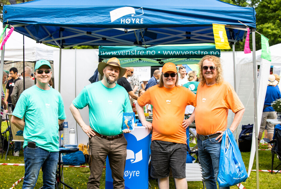Høyres lokallag. f.v. Frode Bjerkan, Erik Aukan, Gabriel Hagen, Roger Hagen.