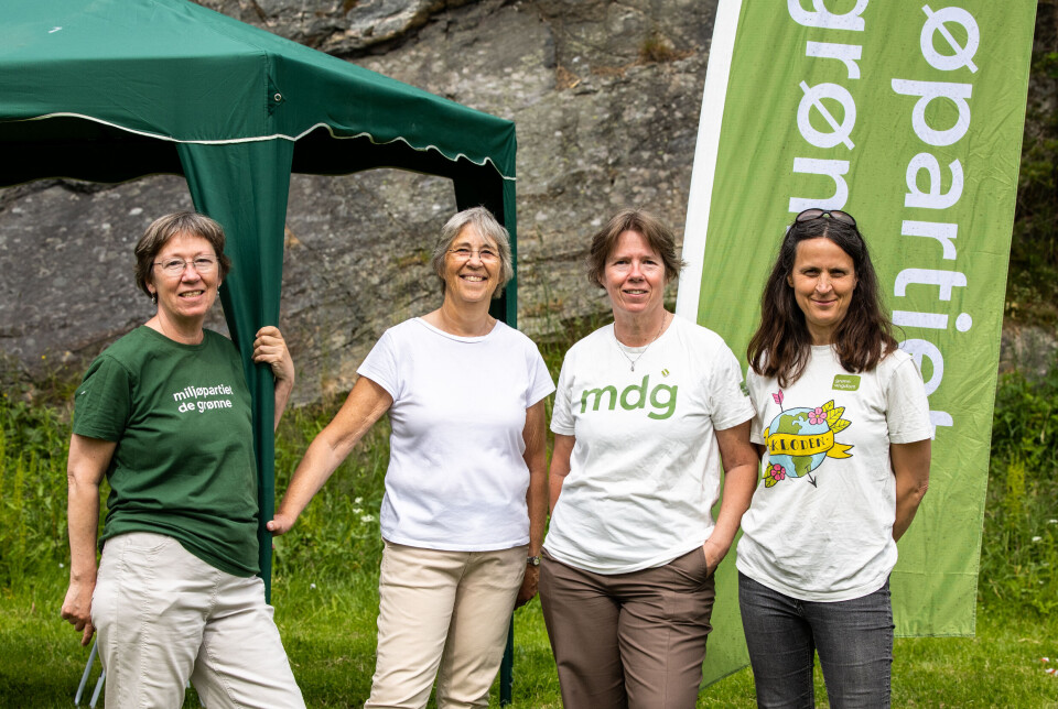 Miljøpartiet De Grønne. f.v. Bente Santi Helle, Anne-Margrethe Waaler, Gro Santi Johnsen, og Oda Herrmann.