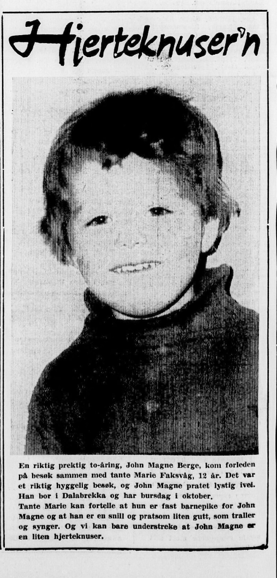 11. mars 1974 – dagens «Hjerteknuser'n» i Romsdalsposten.