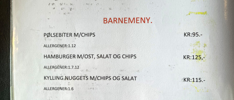 Stusselig meny for barn, her også