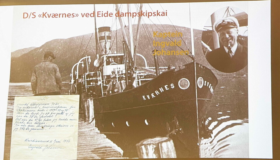 Kaptein Johansen på MRFs «Kværnes» skildra dramatikken i Ramsvika i minnenotat 16 år etterpå. Frå lerretet