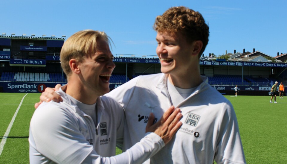 Ruben Alte og Max Williamson var i godt humør på KBK-treningen.