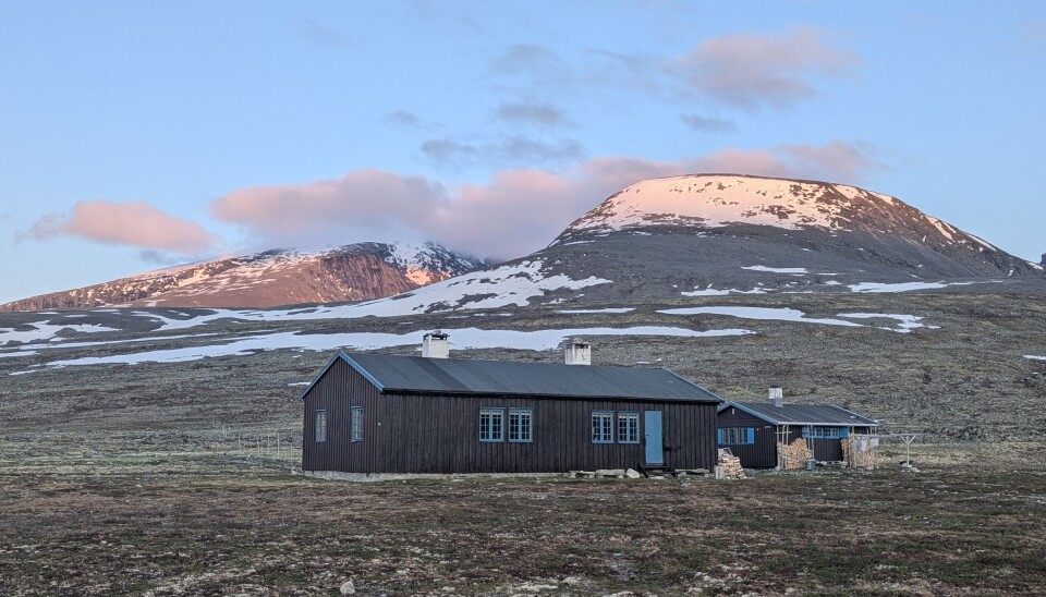 Amotdalshytta ved foten av Snøhetta.