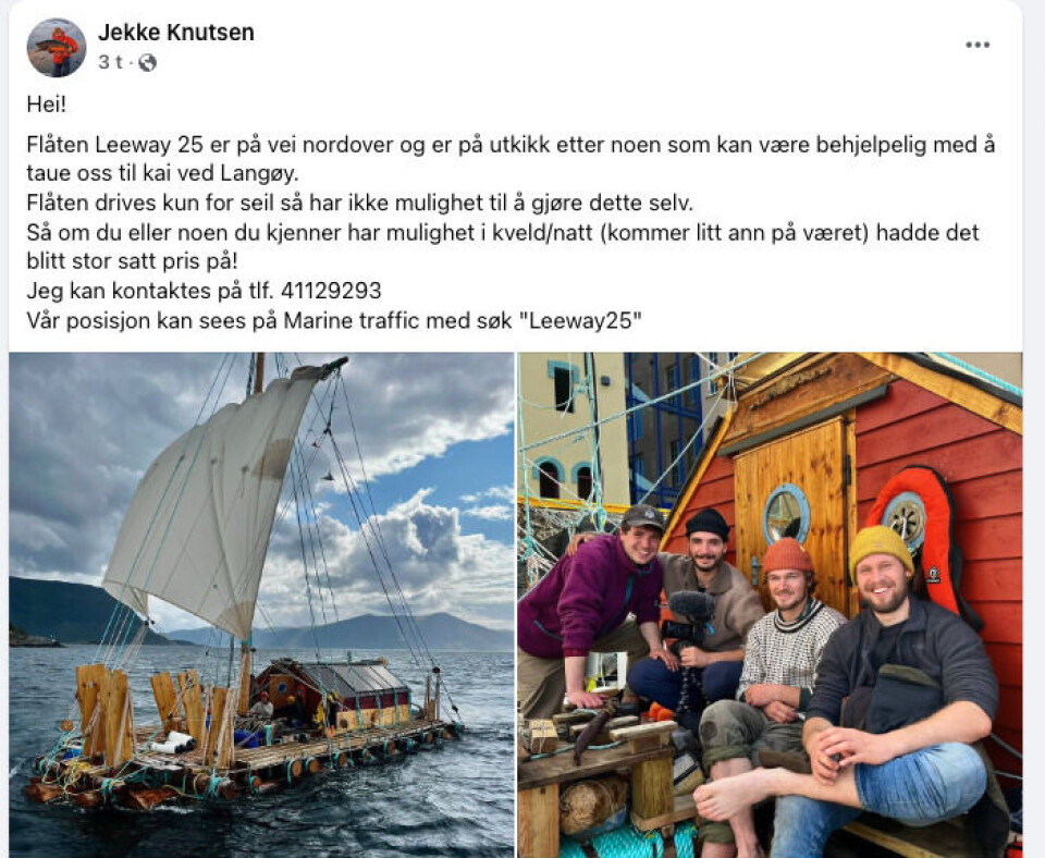 Skjermbilde fra facebookgruppen Averøy - fartøyet «Leeway25»