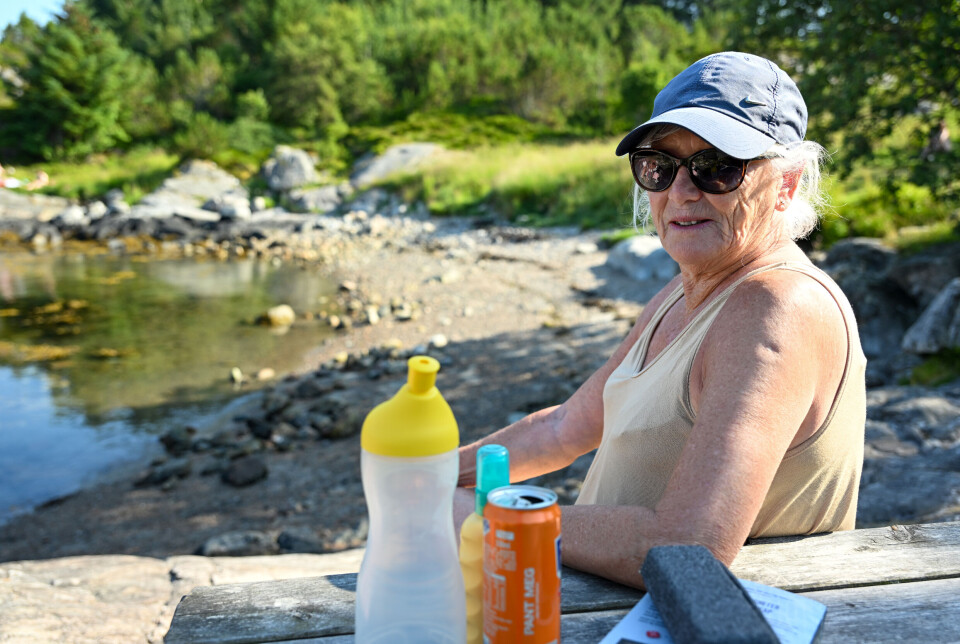 Ann-Birgit Hovde koste seg på badeplassen Lasken i Kristiansund tirsdag 15. juli.