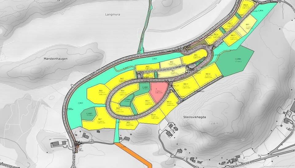 REGULERINGSPLAN: Stensvikhøgda Utbyggingsselskap AS får støtte til endring av reguleringsplanen for Steinsvikhøgda.