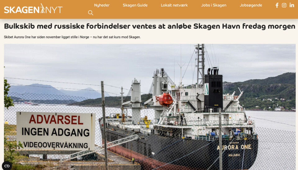 Skagen Nytt er på saken om Aurora One før den i hele tatt har ankommet Skagen havn i Danmark.