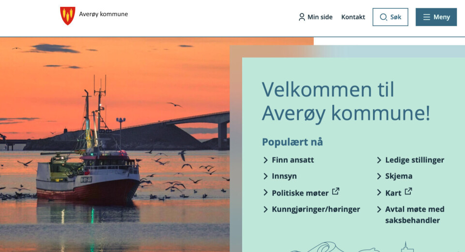 Nettsiden til Averøy kommune.