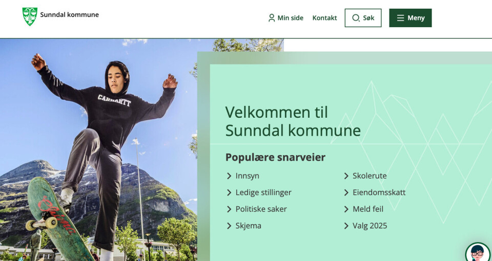 Nettsiden til Sunndal kommune.