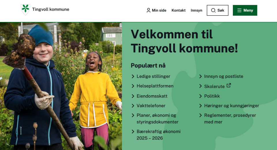 Nettsiden til Tingvoll kommune.