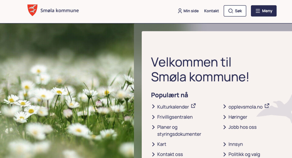 Nettsiden til Smøla Kommune.