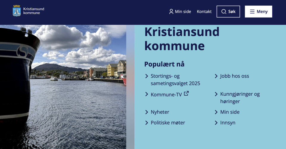 Nettsiden til Kristiansund kommune.