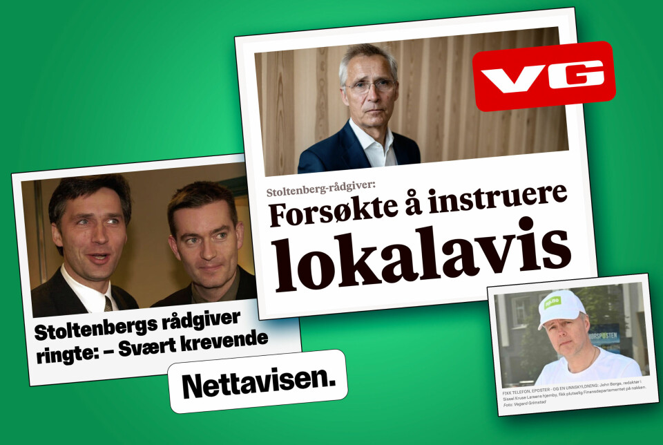 Forsideoppslag i VG og Nettavisen 25. juli 2025. (Skjermbilder.)