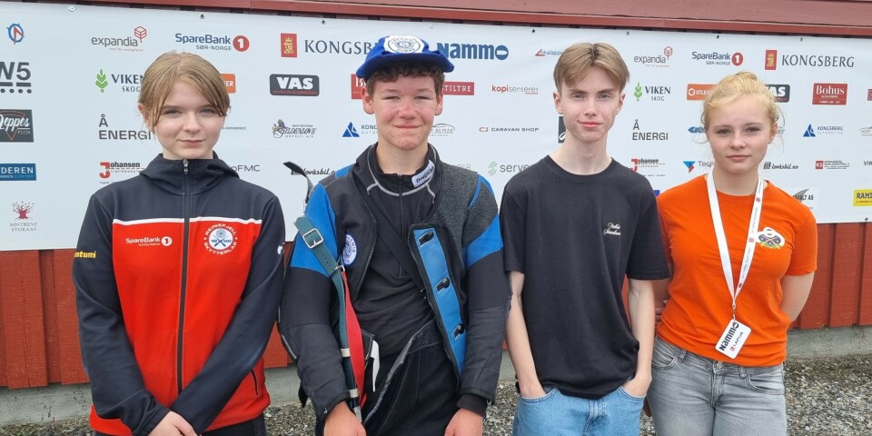 Teamwork: Nordmøres gode bidrag i samlagsskytingen.f.v.Irja Ingebrigtsen Wold, Jakob Dahl, Varg Andre Tyrhaug og Eline Holmen Stensønes.