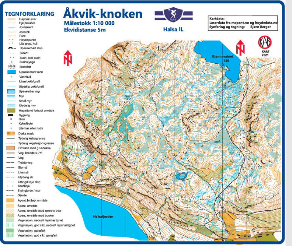 Kart laget av Bjørn Berger.