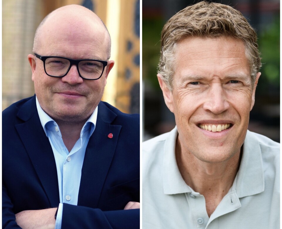 Per Vidar Kjølmoen, stortingsrepresentant for Arbeiderpartiet og Christian Justnes, fungerende forbundsleder i Fellesforbundet
