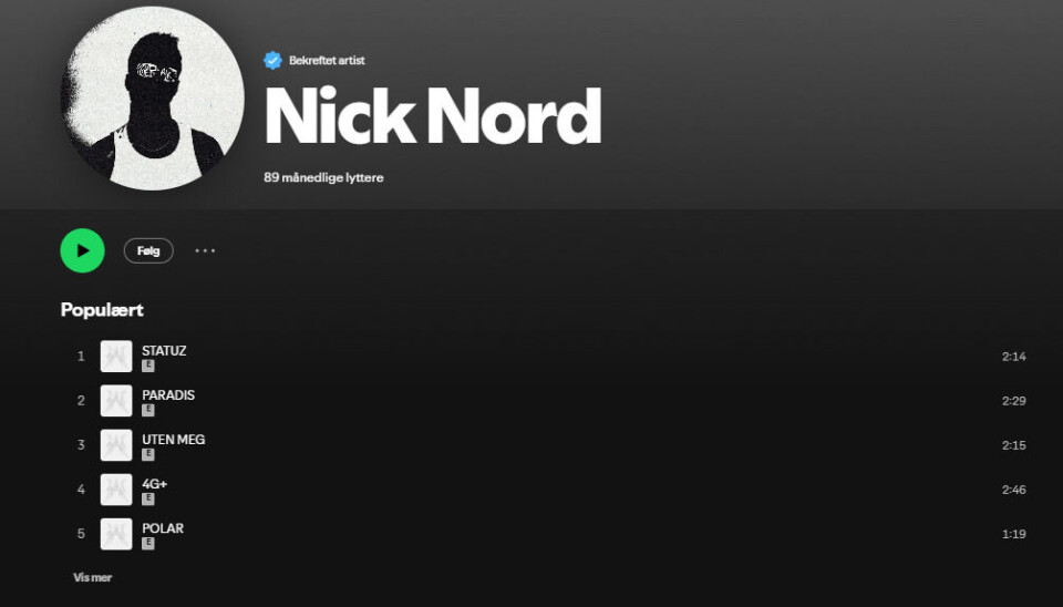 Nicklas Nordstrøm med artistnavnet Nick Nord har nylig sluppet en EP.