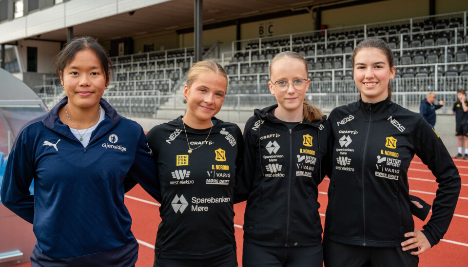 Fra venstre Thanida Ingebrigtsen, Sara Solli-Sæther, Ingrid Emilie Bjøringsøy og Veronika Smolucha skal til UM i friidrett senere i høst.