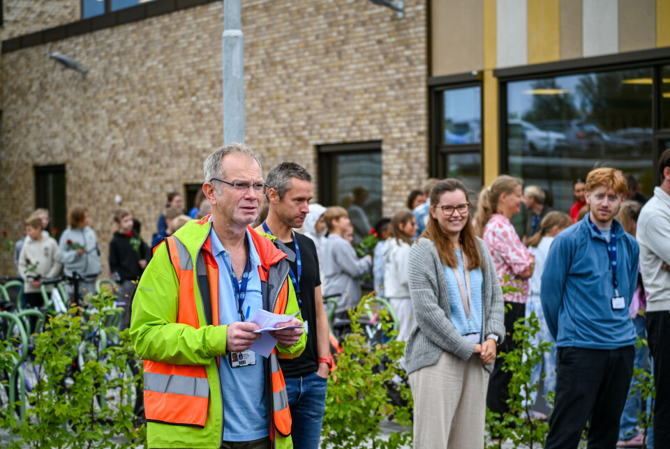 Kjell Arne Haugen, rektor Folkeparken skole under tale og presentasjon av klasser for 1. klasse på Folkeparken skole.
