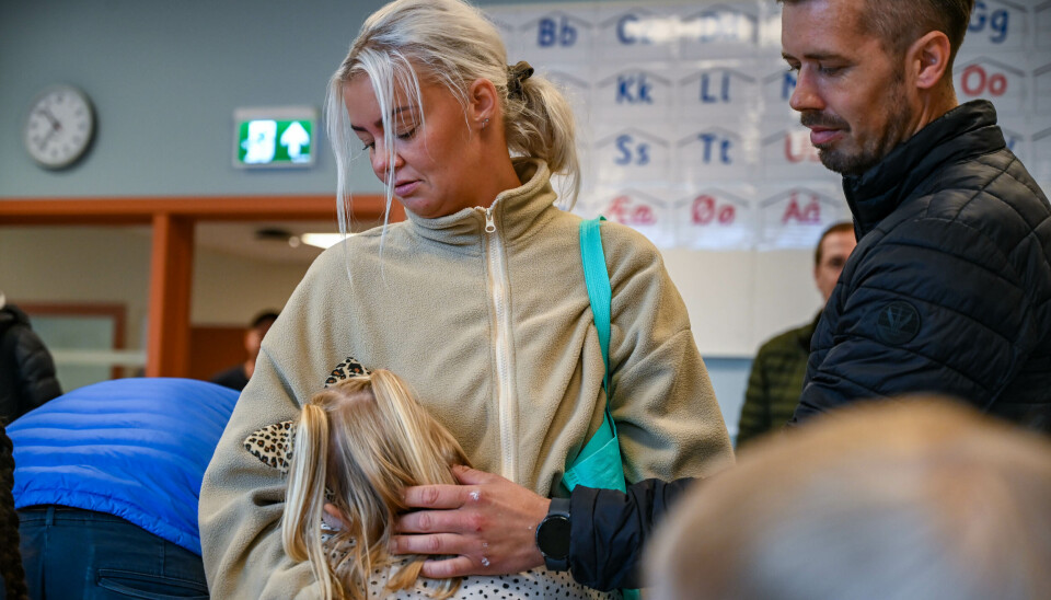 En veldig trist Aleah når mamma og pappa måtte dra.