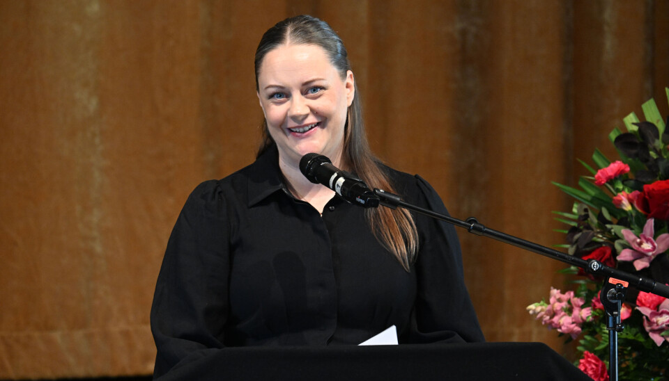 Line Hatmosø Hoem, gruppeleder for Arbeiderpartiet Møre og Romsdal, holdt tale.