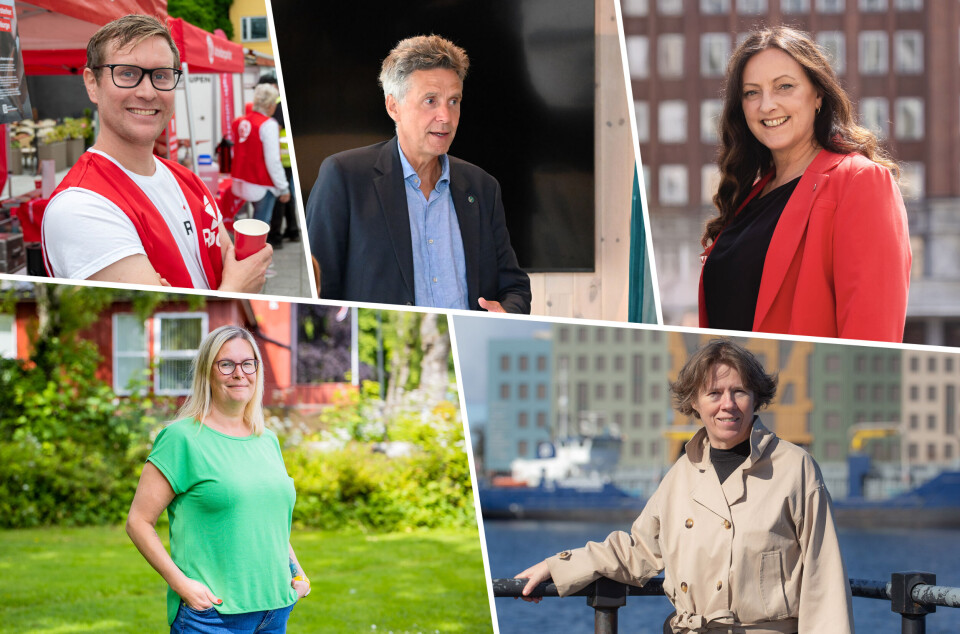 Fra venstre topp: Mattis Himo (R), Erik Rolfsen (V), Berit Tønnesen (Ap), Nede fra venstre: Line Karlsvik (SV) og Gro Santi Johnsen (MDG).