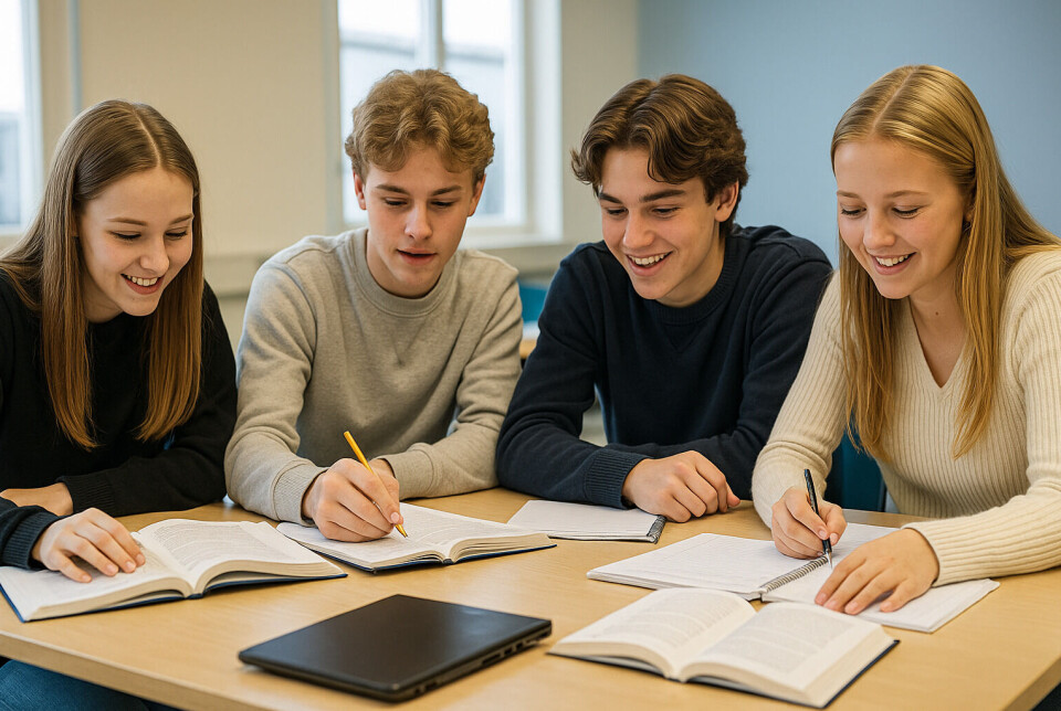 Illustrasjon: Skoleelever i videregående skole.