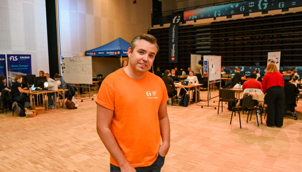 Stian Odden, en av grunnleggerne for foreningen og hackathonet. Tirsdag 02.09.205, campus, GreenSeeTech, Hackathon