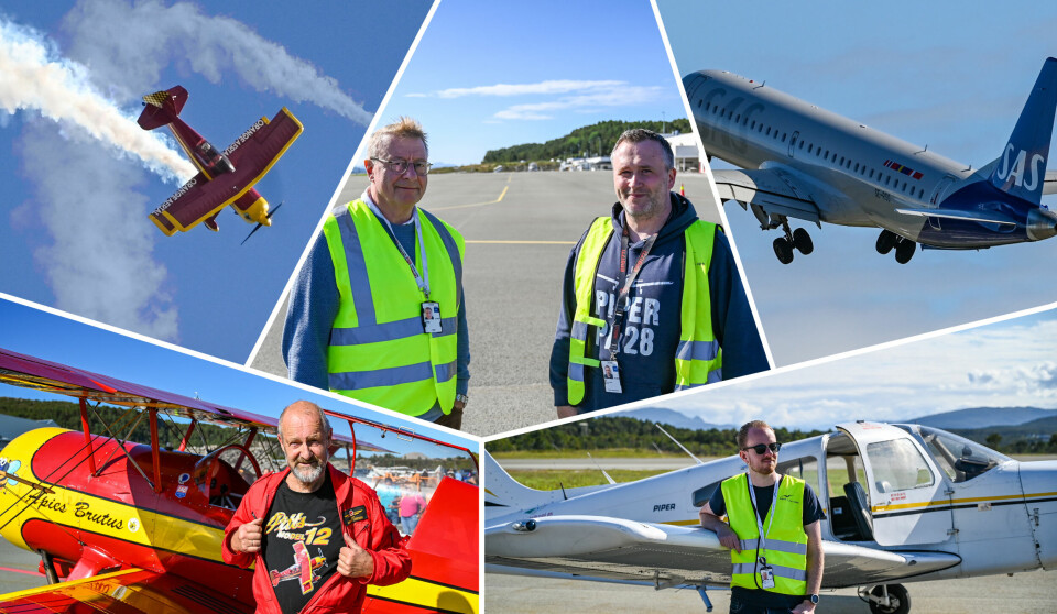 I midten: Vidar Strømme (Medlem av Møre Flyklubb) og Dag Runar Øye (Daglig leder i Møre Flyklubb). Nede venstre: Gunnar Iversen, akrobatisk pilot stilte opp for å skape show til publikum. Nede høyre: Alexander Kvammen, styremedlem og økonomiansvarlig i Møre Flyklubb.