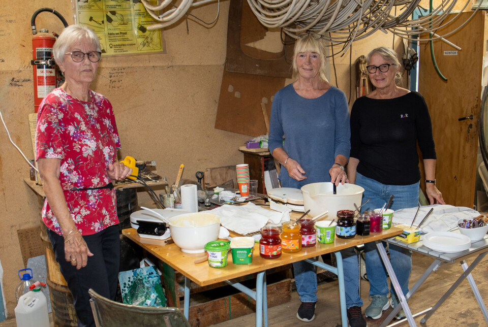 F.v.: Randi Engvik, Eva Dahlen og Anita Fjellstad sto for serveringen av bakels og kaffe.