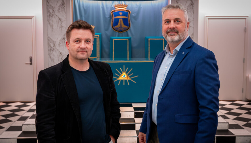 Kristoffer Sandven (informasjonssjef for Den Norske Frimurerorden) og Arne Lie (assisterende informasjonssjef for Den Norske Frimurerorden)