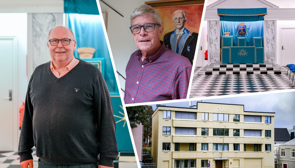 Venstre: Ordførende mester Karstein Erling Holm. (Leder i Frimurerlogen Syvstjernen i Kristiansund). Midten: Johnny Solbakken, museums leder og den som har bygd opp museet siden 2004 inne i St. Johanneslosjen Syvstjernen.